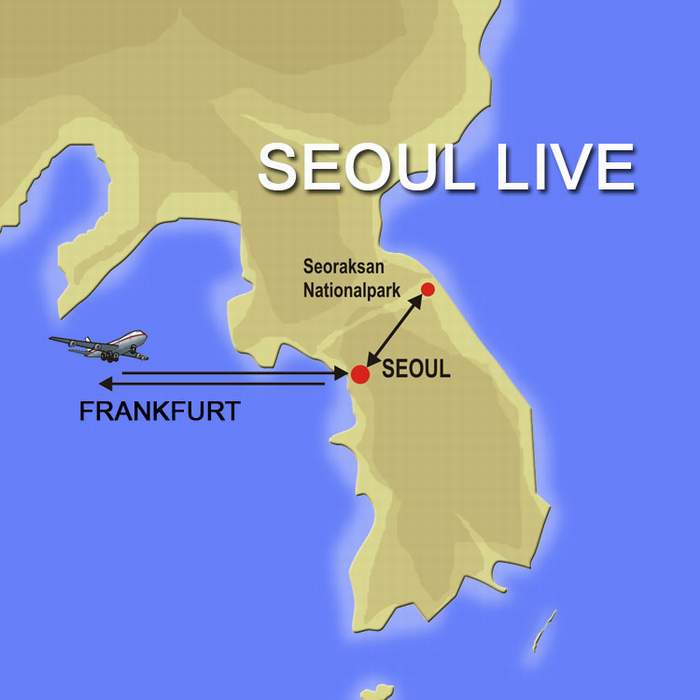 Karte der Route fü die Seoul Reisen in Korea